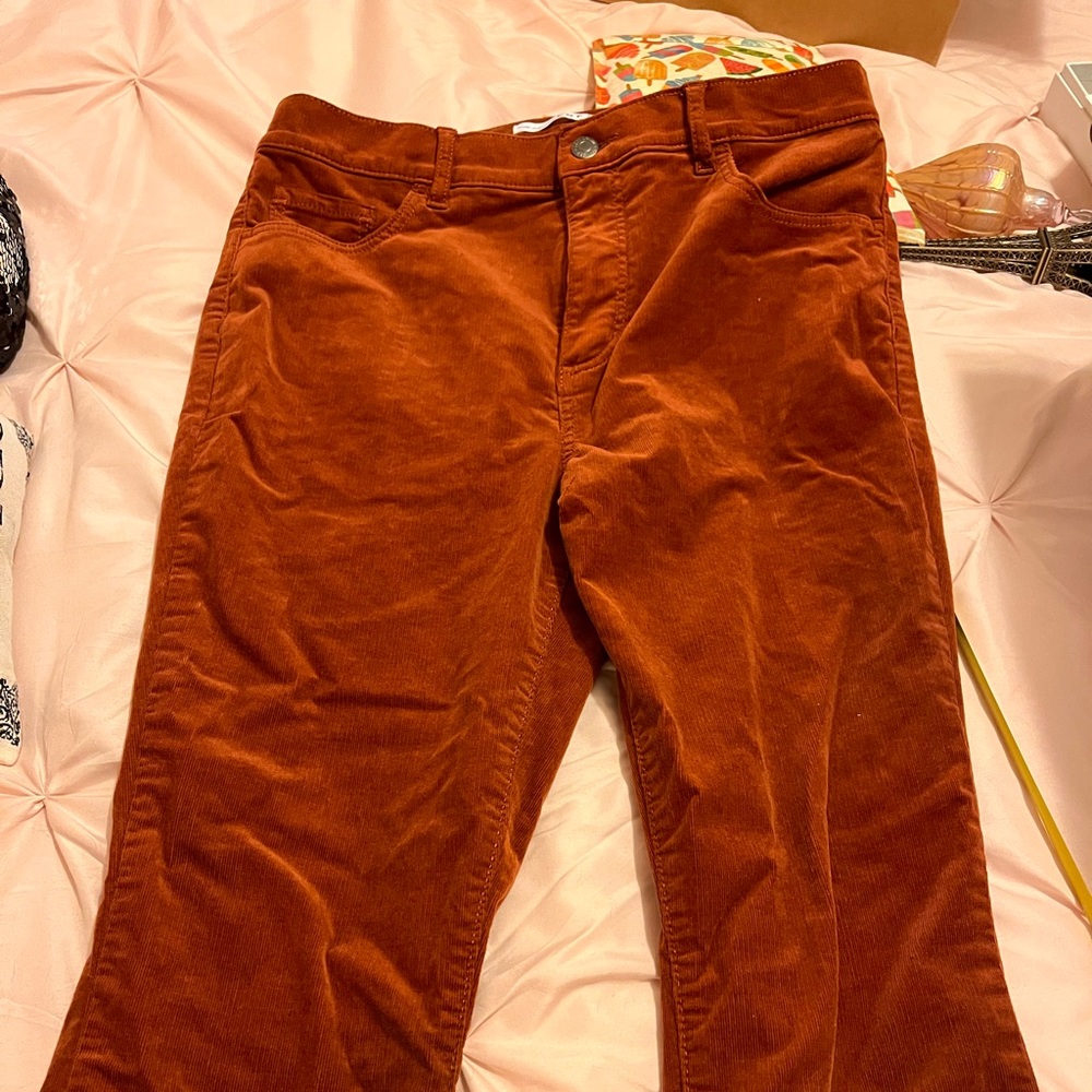Corduroy straight leg pants.